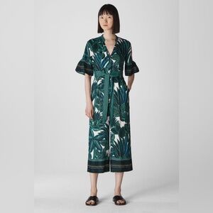 Whistles Green and Teal Leaf Pattern Jumper